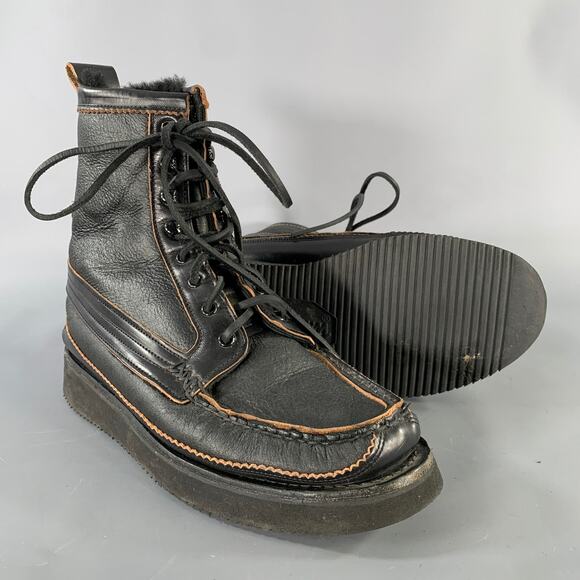 YUKETEN Size 9 Black Brown Leather Lace Up Boots main image 4